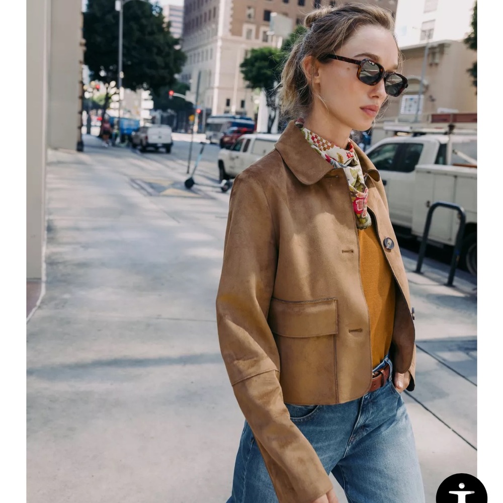 ZARA FAUX SUEDE CROPPED JACKET
